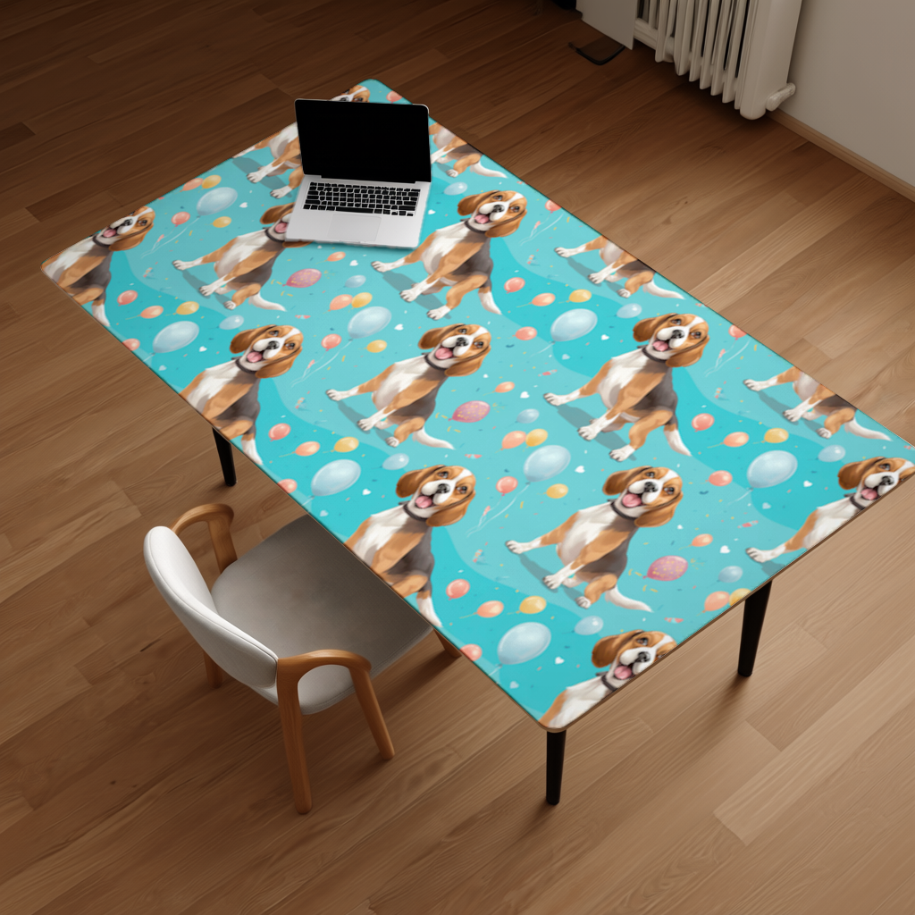 Cute Beagle Dog and Colorful Balloons Seamless Pattern Desk Pad