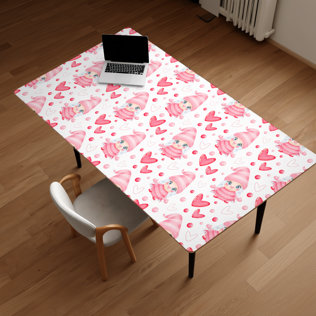 Cute Pink Baby Girl Valentines Day Heart Pattern Design Desk Pad