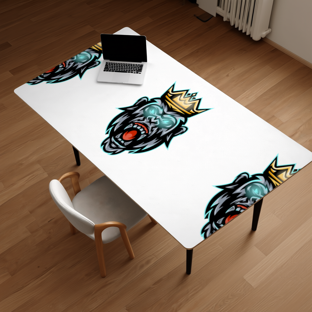 Angry Gorilla King with Crown Graphic - Neon Mascot Design Desk Pad