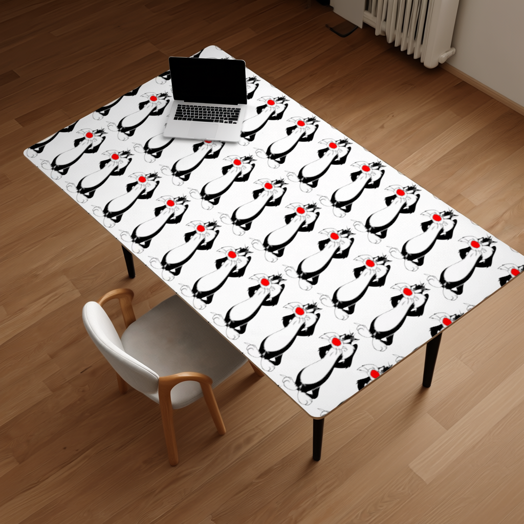 Funny Cartoon Cat Illustration Desk Pad