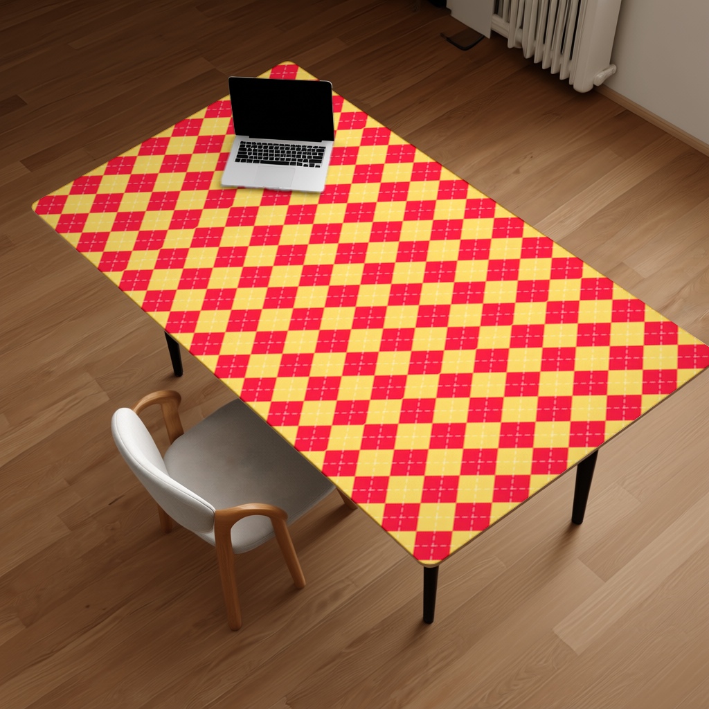 Red and Yellow Argyle Geometric Pattern Background Desk Pad