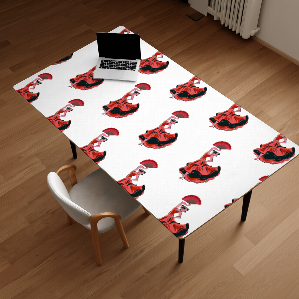 Flamenco Dancer with Fan Illustration Desk Pad
