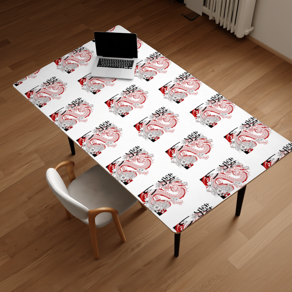 Japanese Dragon with Floral Design Desk Pad