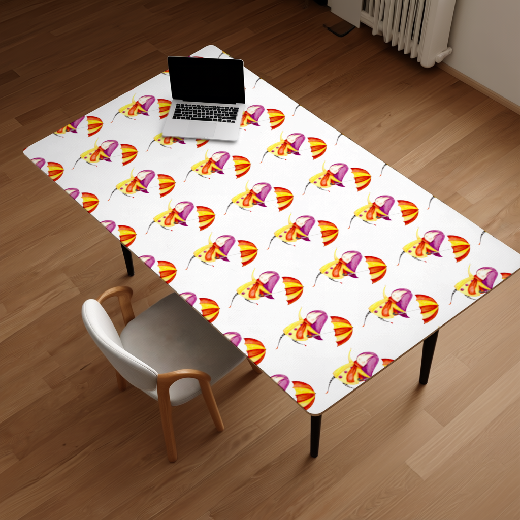 Cheerful Girl with Umbrella Desk Pad