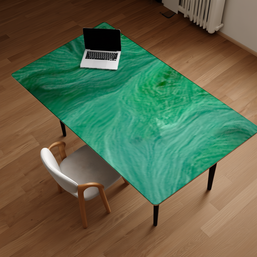 Yeşil ve siyah ebru. Masa Matı