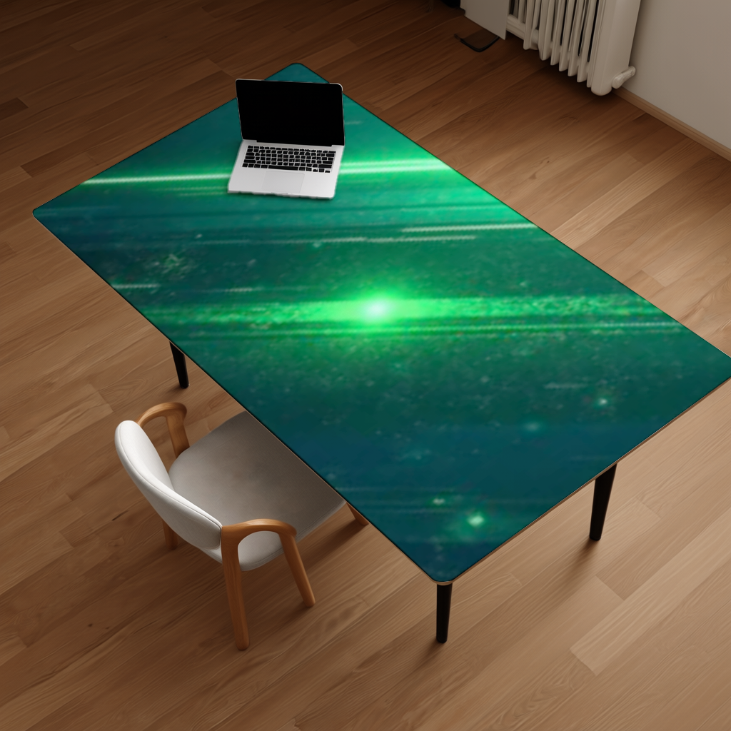 Green bright strips on black background. Desk Pad