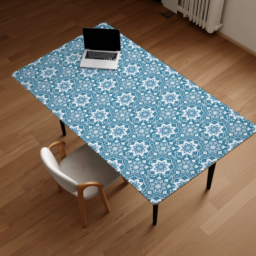 Elegant Blue Mandala Pattern Desk Pad