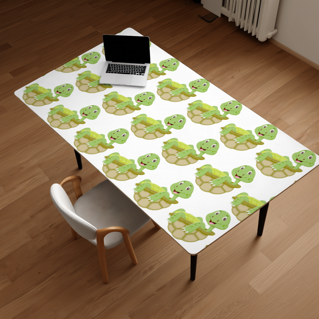 Happy Smiling Green Turtle in Shell Desk Pad
