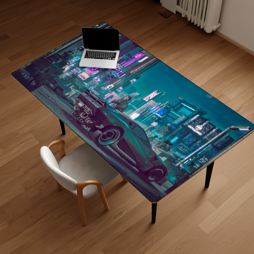 Cyberpunk Themed Customizable Gaming Design Product Desk Pad