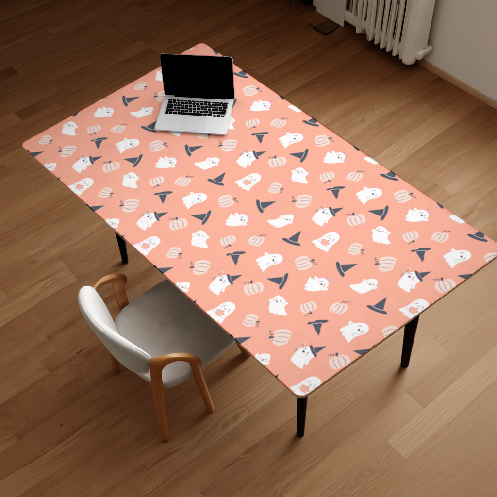 Cute Pumpkin and Witch Hat Ghost Pattern Desk Pad