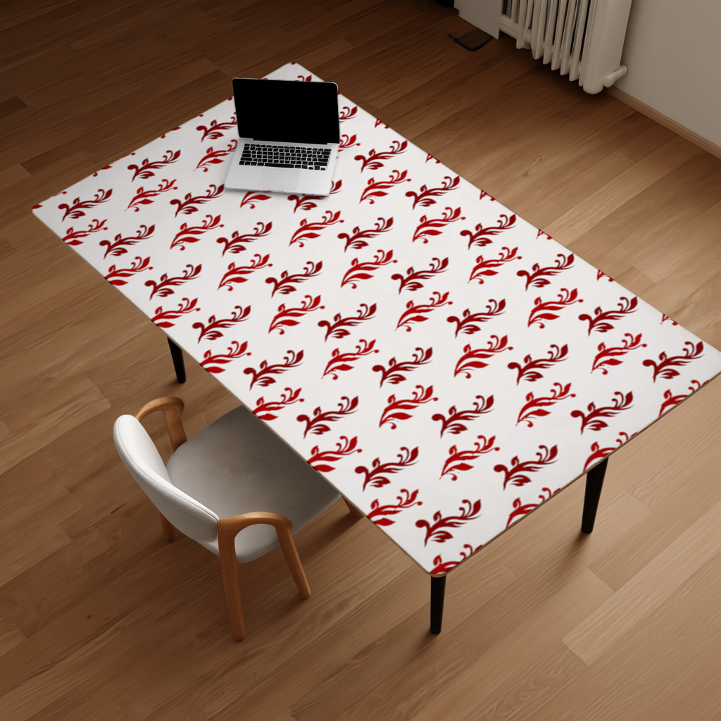 Burgundy Baroque Swirls Desk Pad