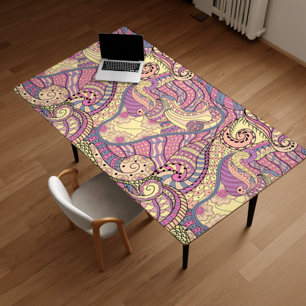 Psychedelic Zentangle Çiçek Masa Matı
