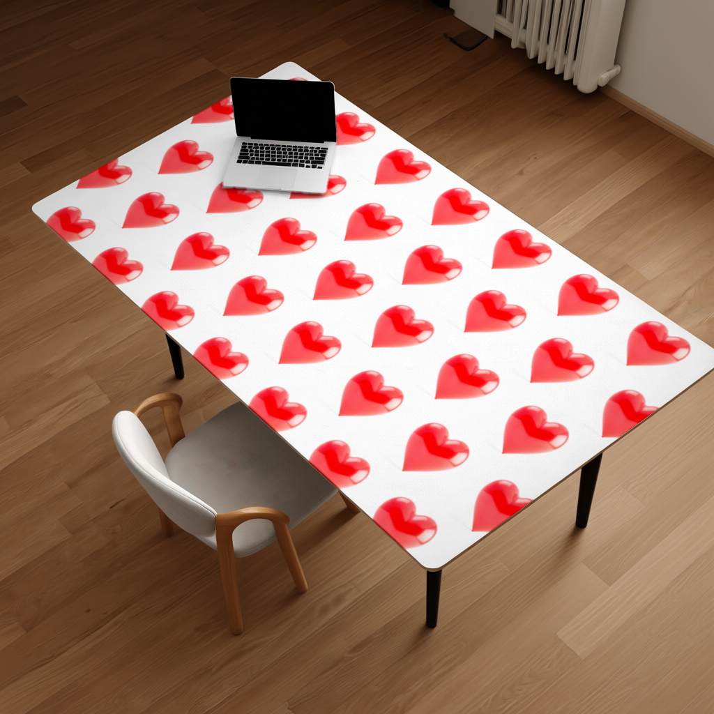 Glossy Red 3D Heart Desk Pad