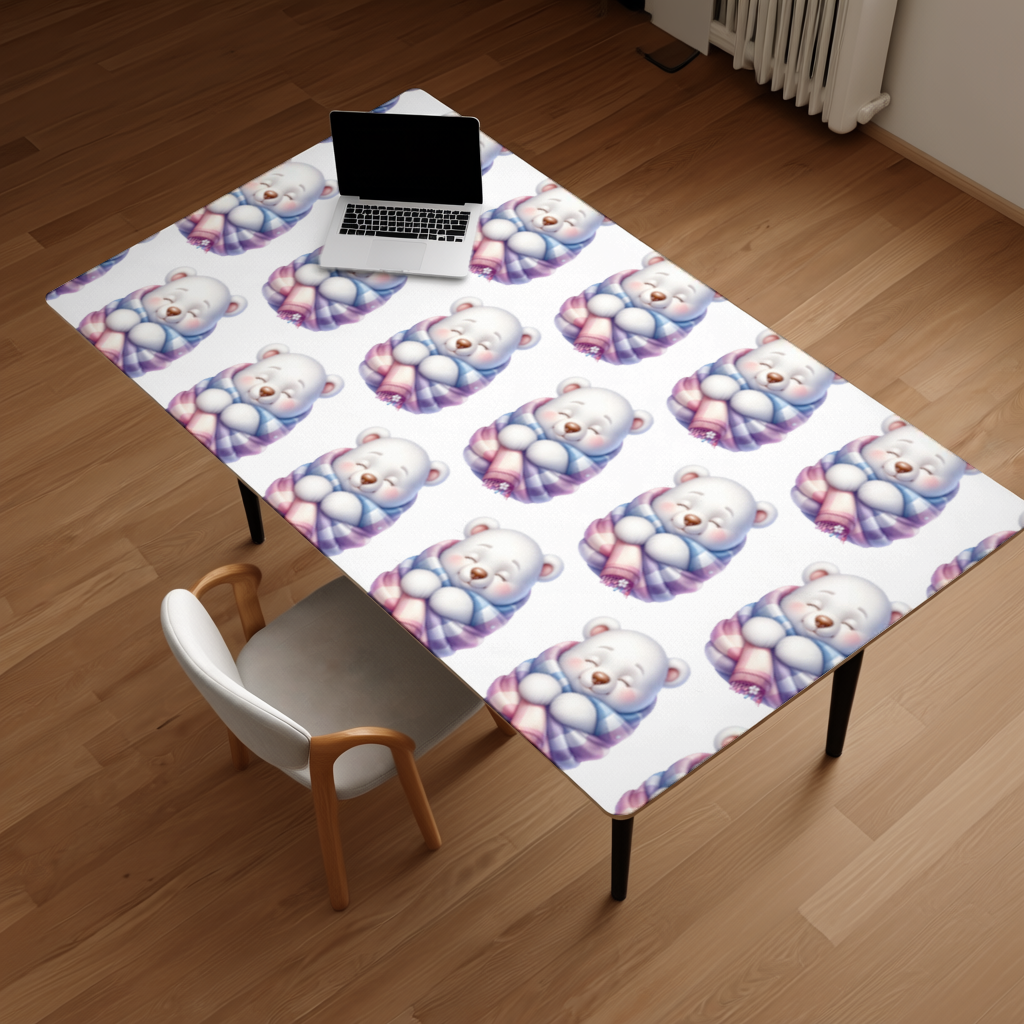 Cozy Sleepy Polar Bear Cub Desk Pad