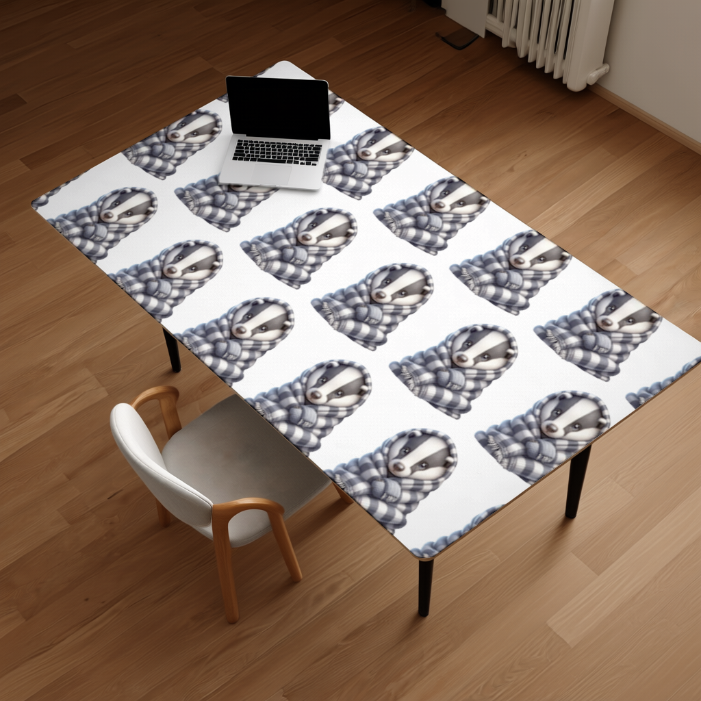 Cozy Baby Badger Wrapped in Blanket Desk Pad
