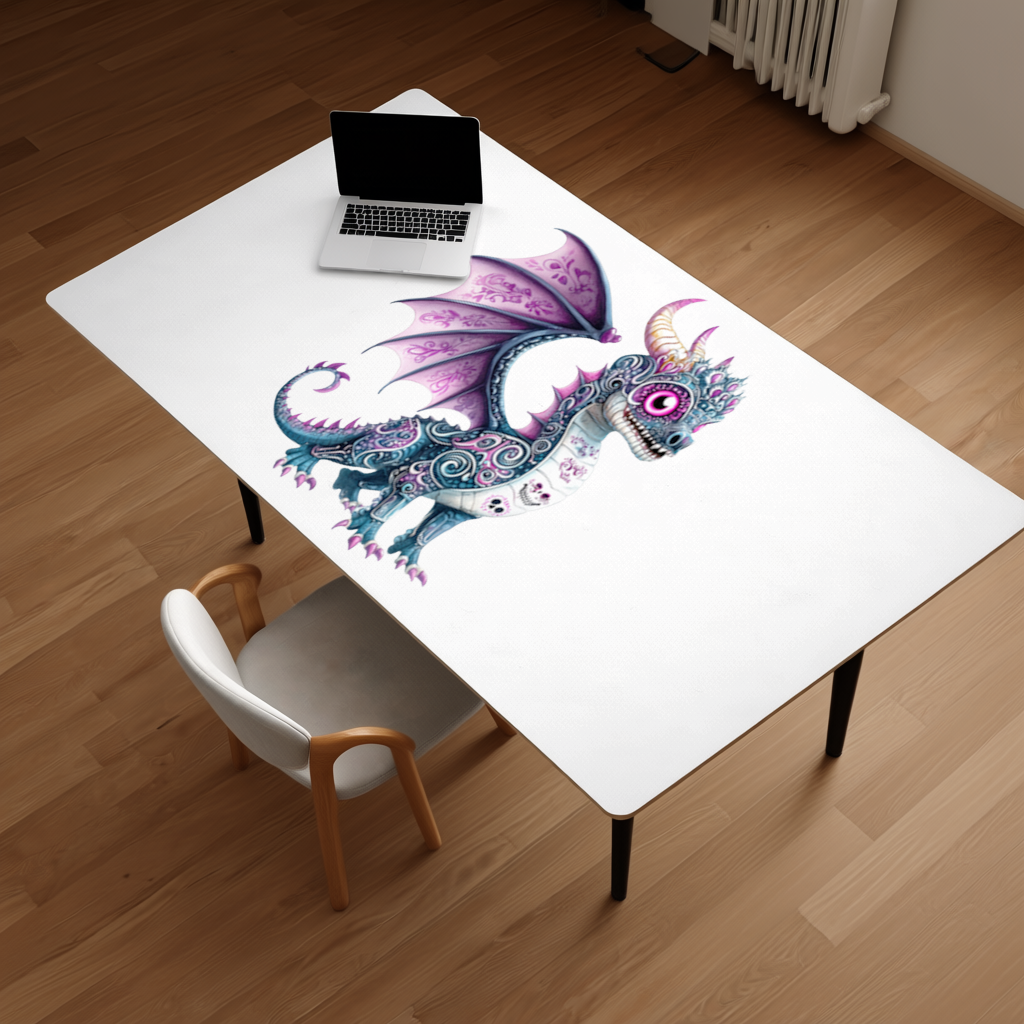 Purple Sugar Skull Dragon Desk Pad