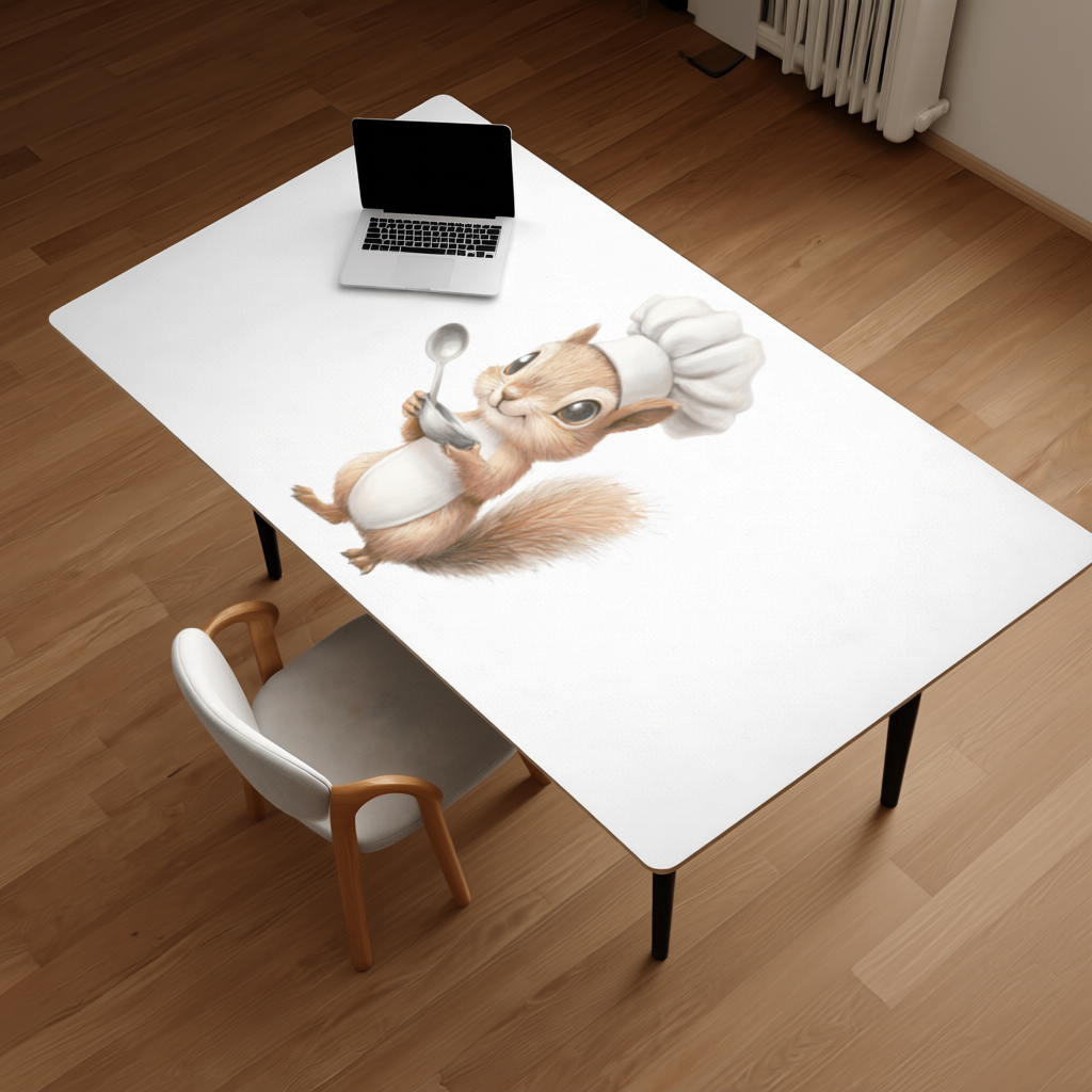 Whimsical Little Chef Squirrel Desk Pad