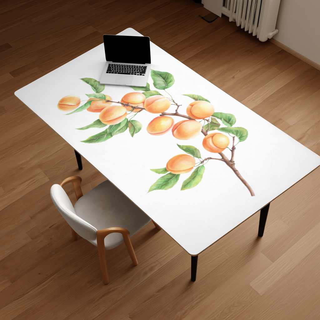 Ripe Orange Apricot Fruit Branch Desk Pad
