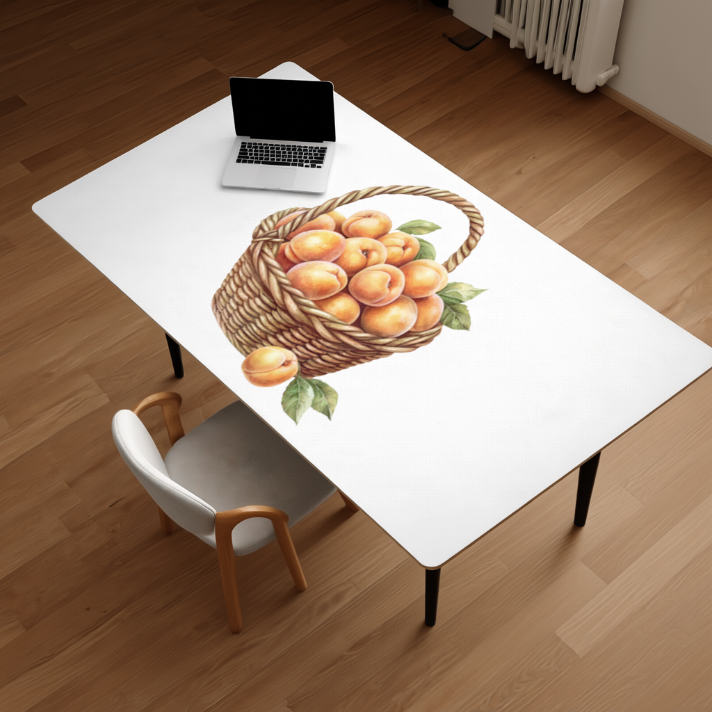 Fresh Peaches in Wicker Basket Desk Pad