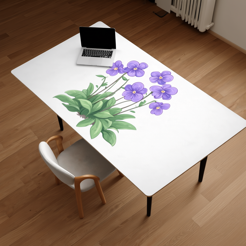 Kır Çiçekleri Mor Menekşeler Masa Matı