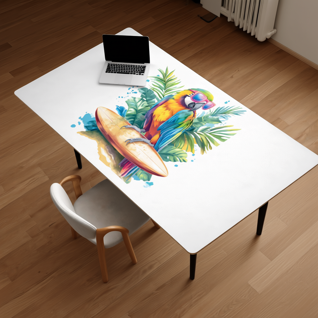 Sörf Yapan Güneş Gözlüklü Papağan Masa Matı