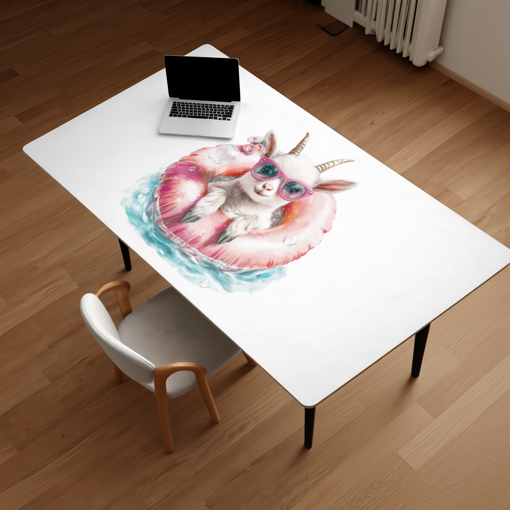 Pembe Gözlüklü Havuzda Yavru Keçi Masa Matı