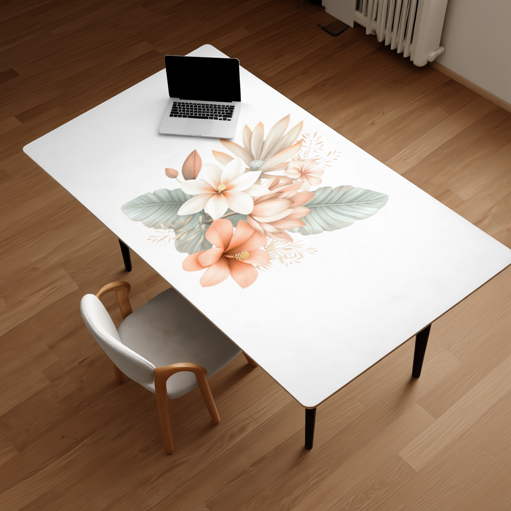 Şeftali Tonlu Tropikal Çiçek Buketi Masa Matı