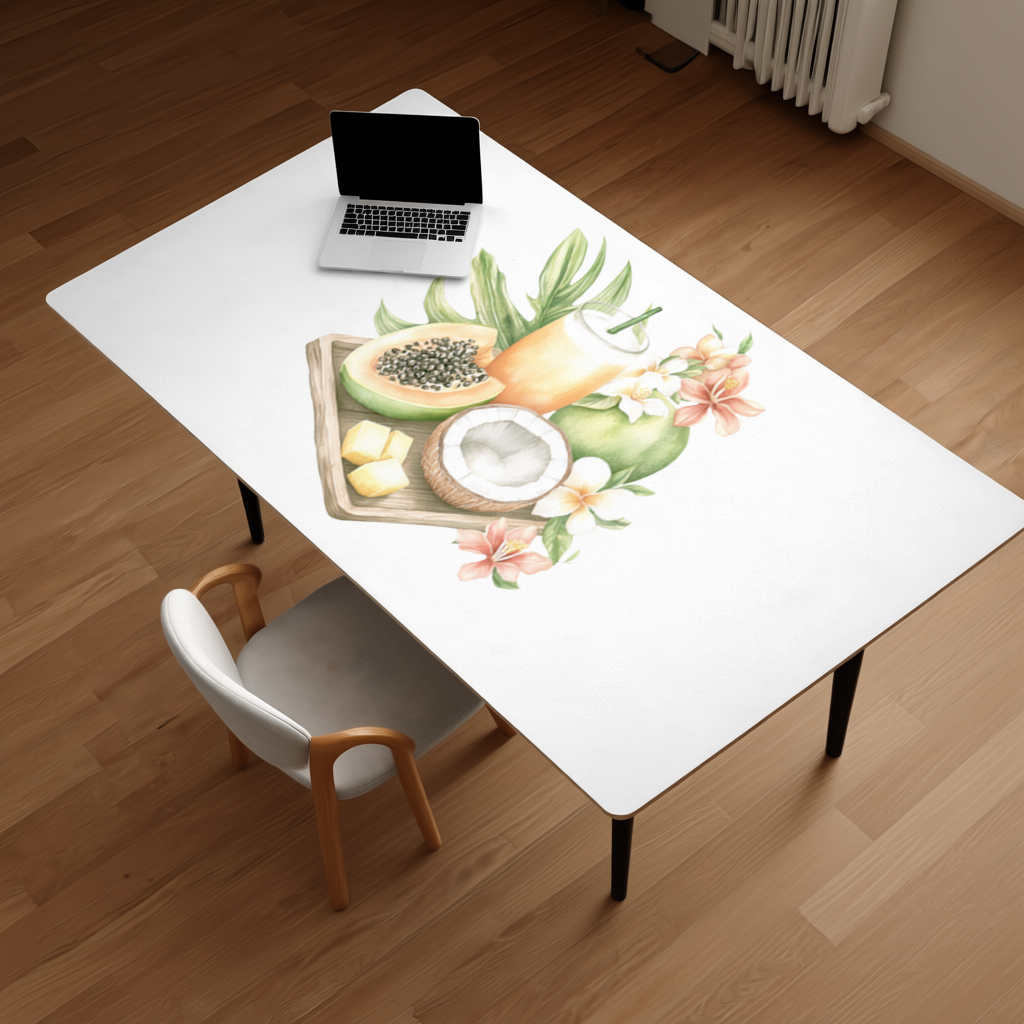 Tropikal Papaya ve Hindistan Cevizi Masa Matı