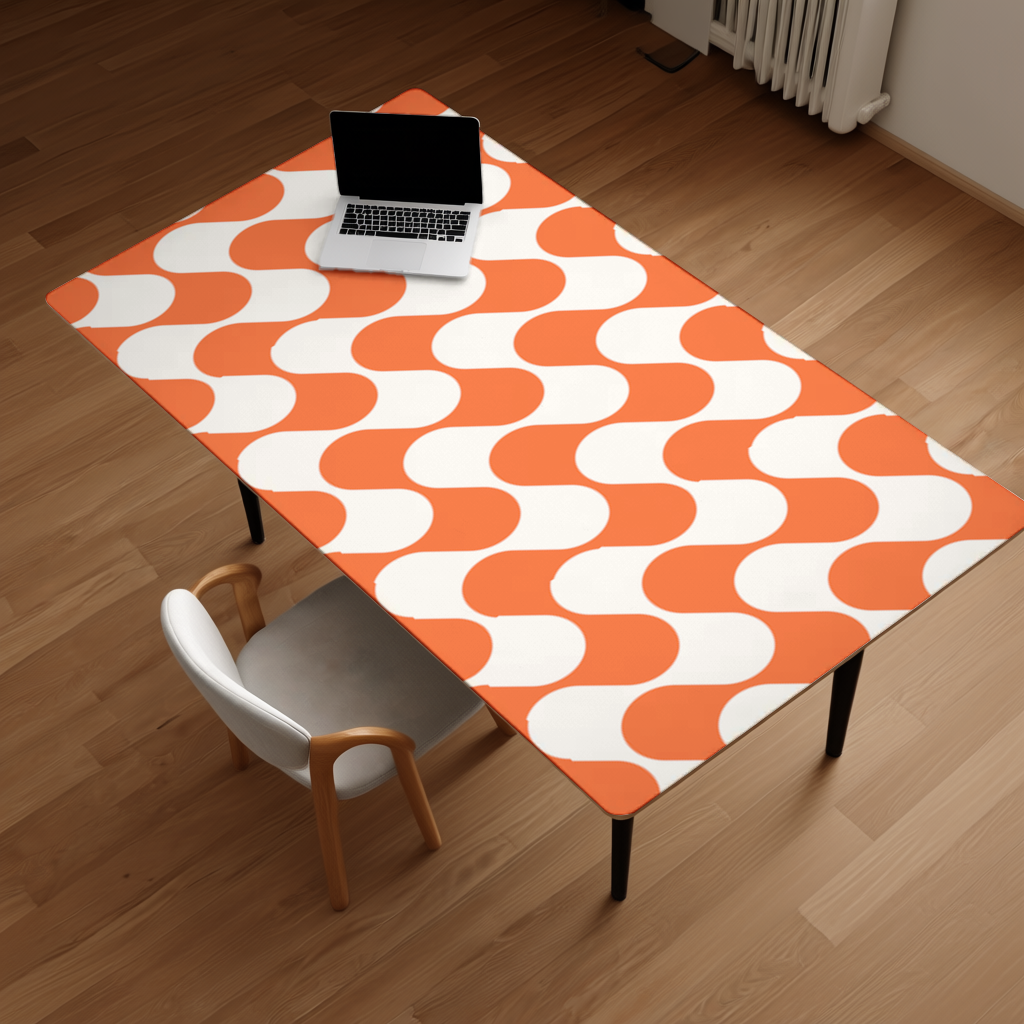 Retro 70s Orange Cream Groovy Curves Desk Pad