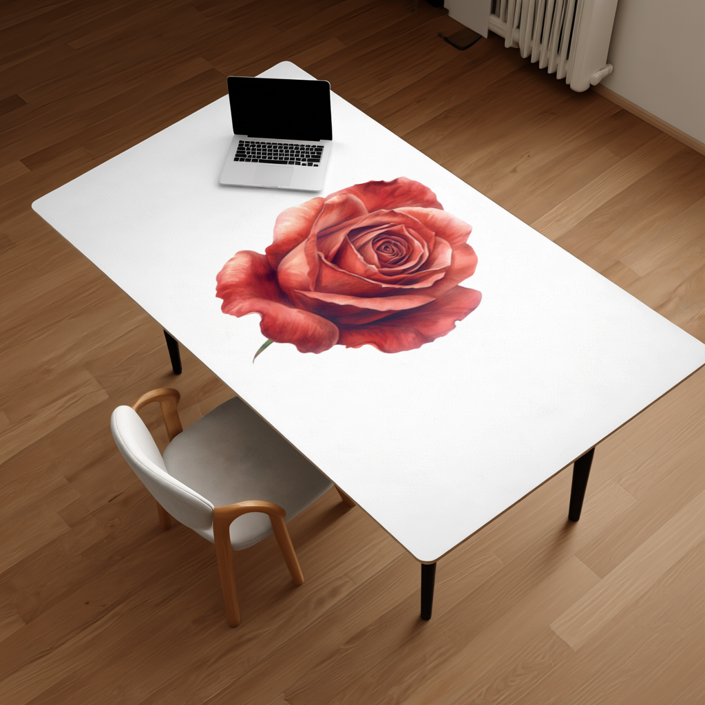 Crimson Red Rose Desk Pad