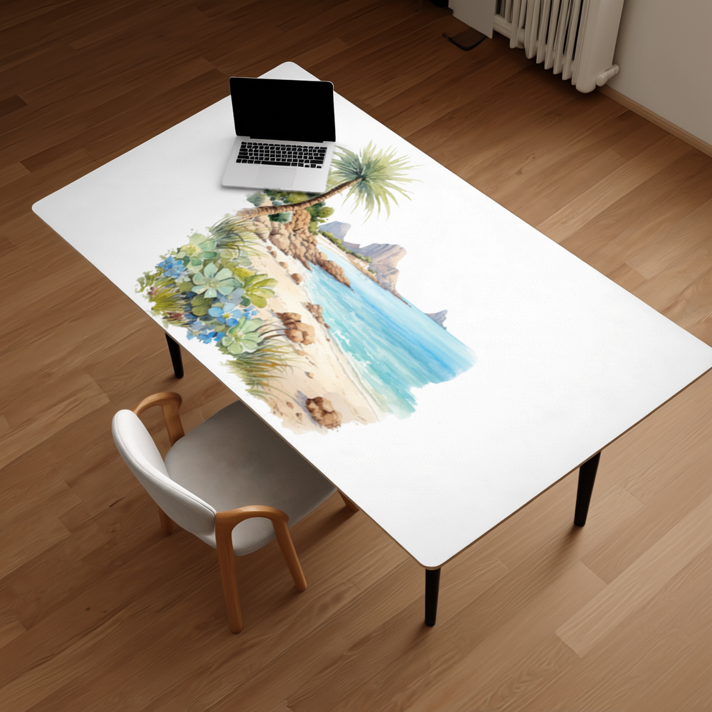 Tropical Palm Tree and Turquoise Sea Desk Pad