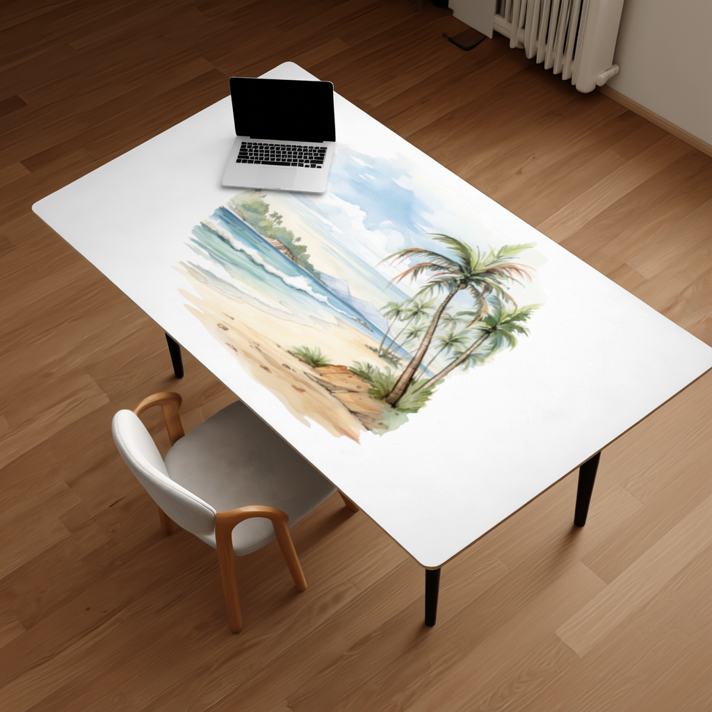 Tropical Palm Tree Beach Desk Pad