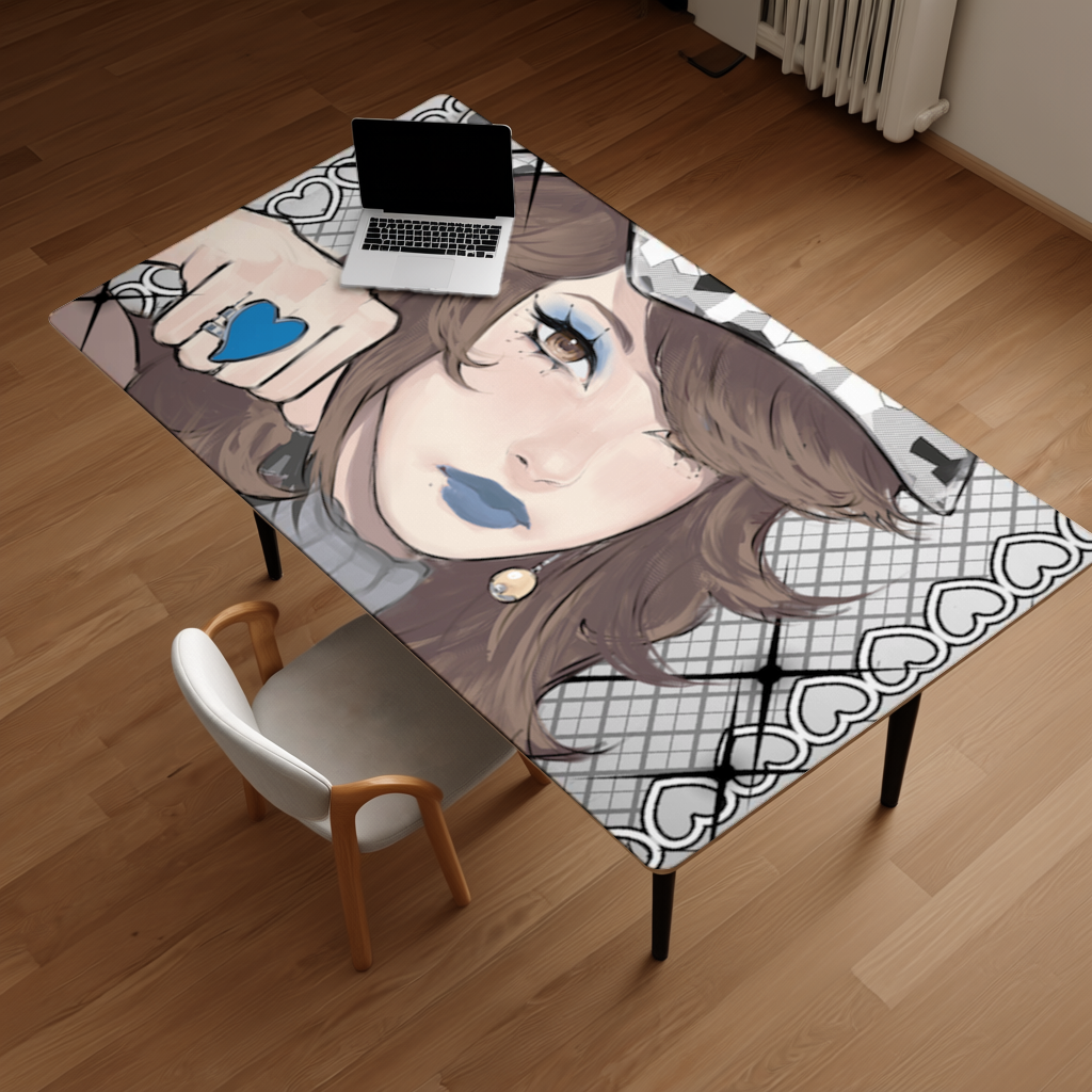 blue heart Desk Pad
