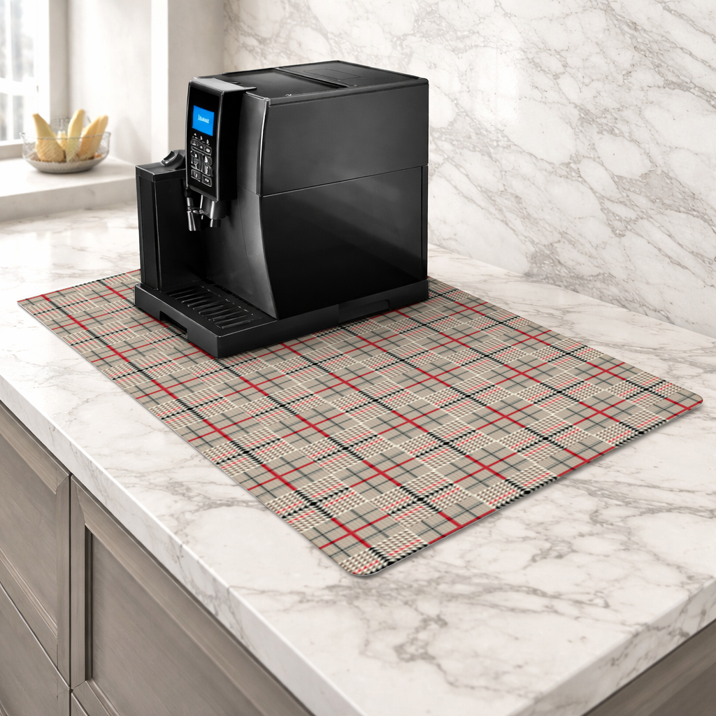 Red Black Geometric Tribal Pattern Coffee Machine Base Mat