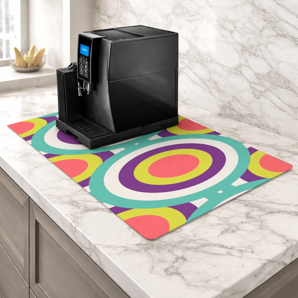 Colorful Geometric Circle Pattern Coffee Machine Base Mat