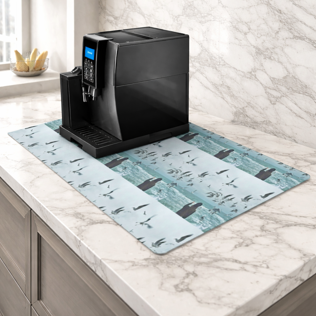 Sea and Birds A Design Interpretation of Freedom Coffee Machine Base Mat