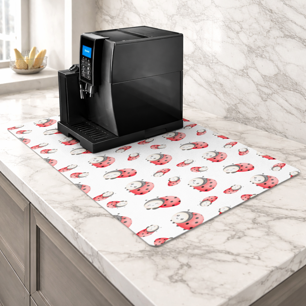 Cute Kawaii Ladybug Pattern Coffee Machine Base Mat