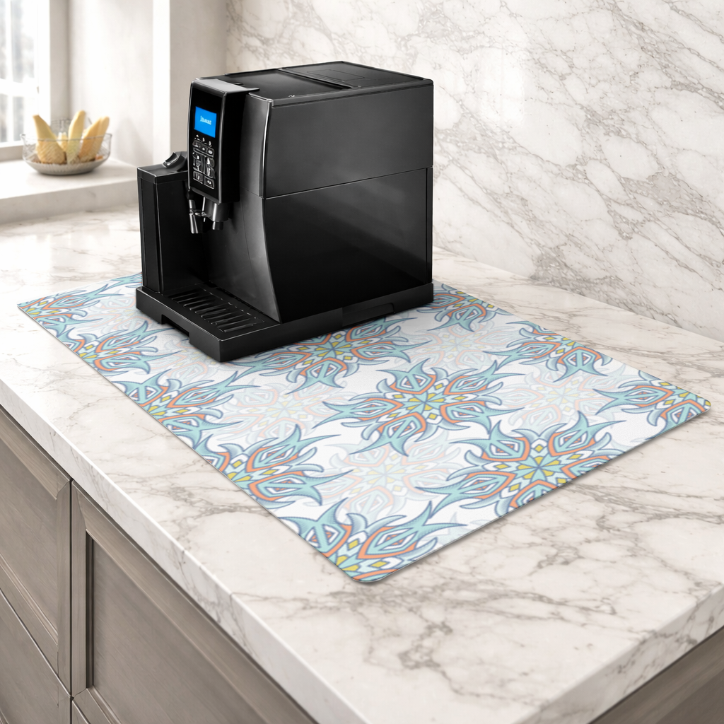 An abstract visual Coffee Machine Base Mat