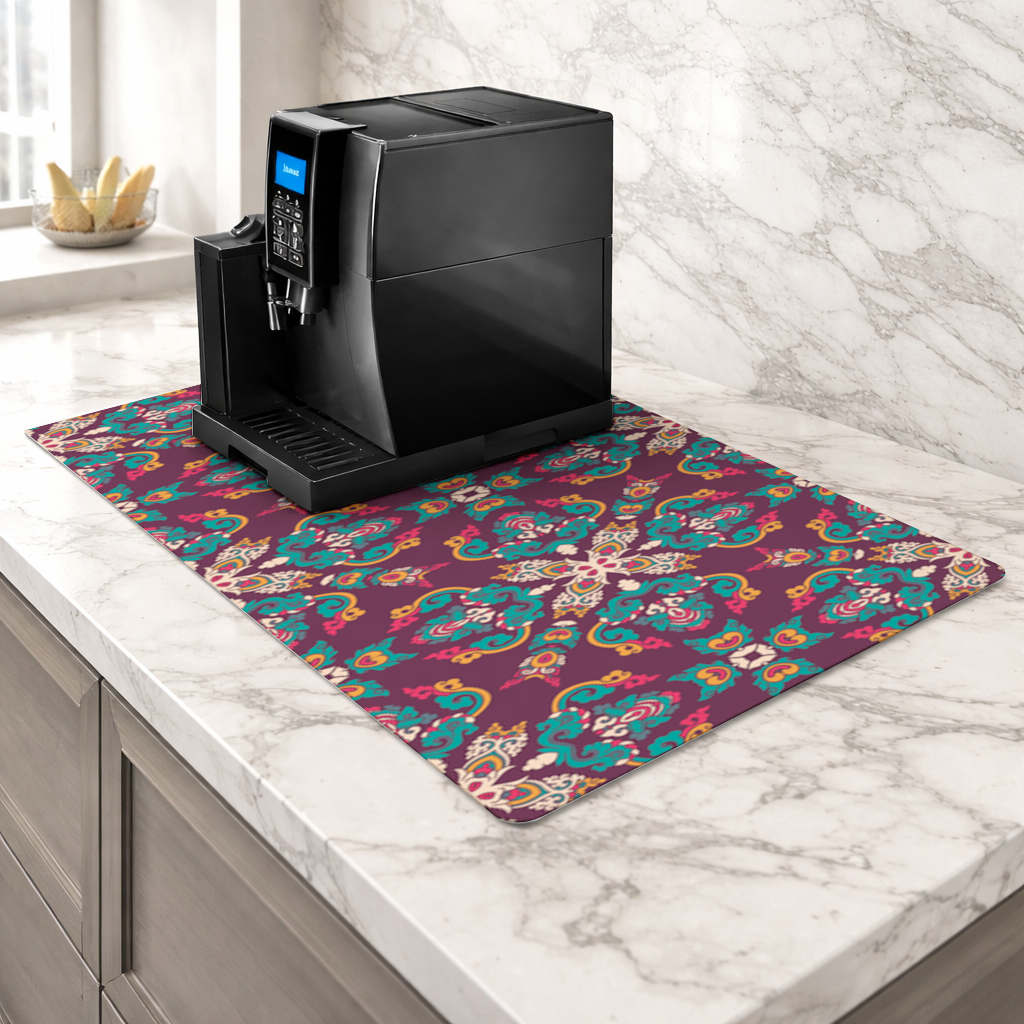 Colorful Ottoman Inspired Mandala Pattern Coffee Machine Base Mat