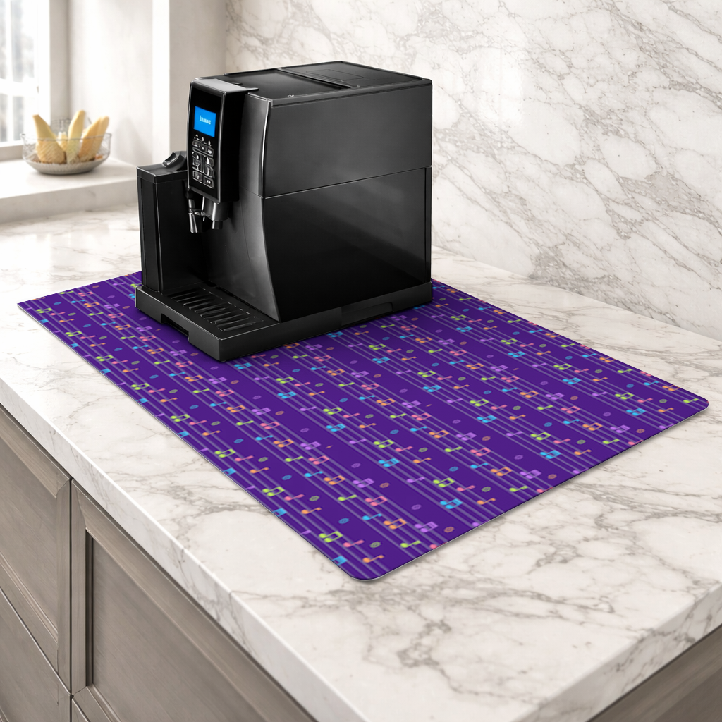 Colorful Music Notes and Modern Rhythm Seamless Pattern Coffee Machine Base Mat