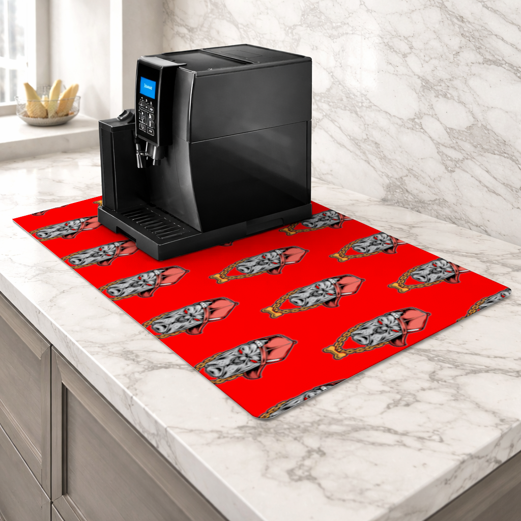 Hip Hop Style Gangster Dog Illustration Coffee Machine Base Mat