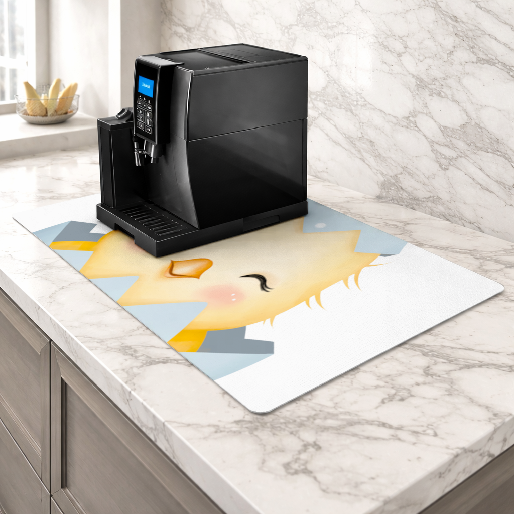 Cute Chick in Egg with Floral Hat Coffee Machine Base Mat