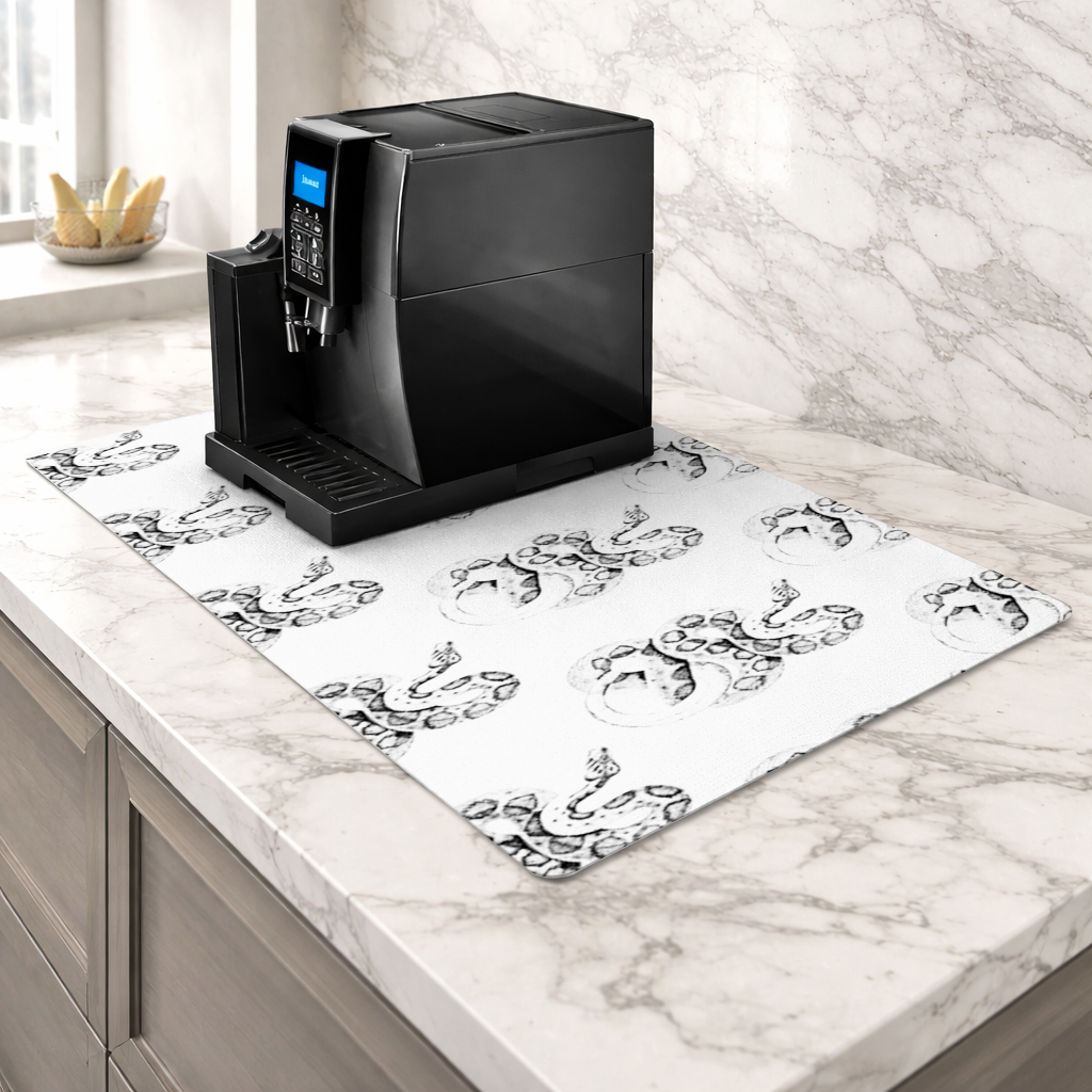 Detailed Vintage Rattlesnake Illustration Coffee Machine Base Mat