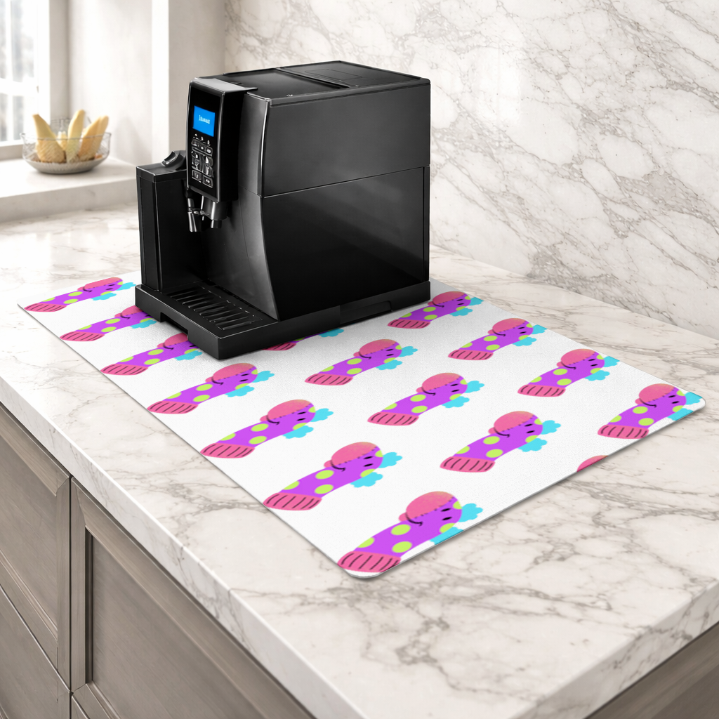 Cute Colorful Dinosaur Illustration Coffee Machine Base Mat