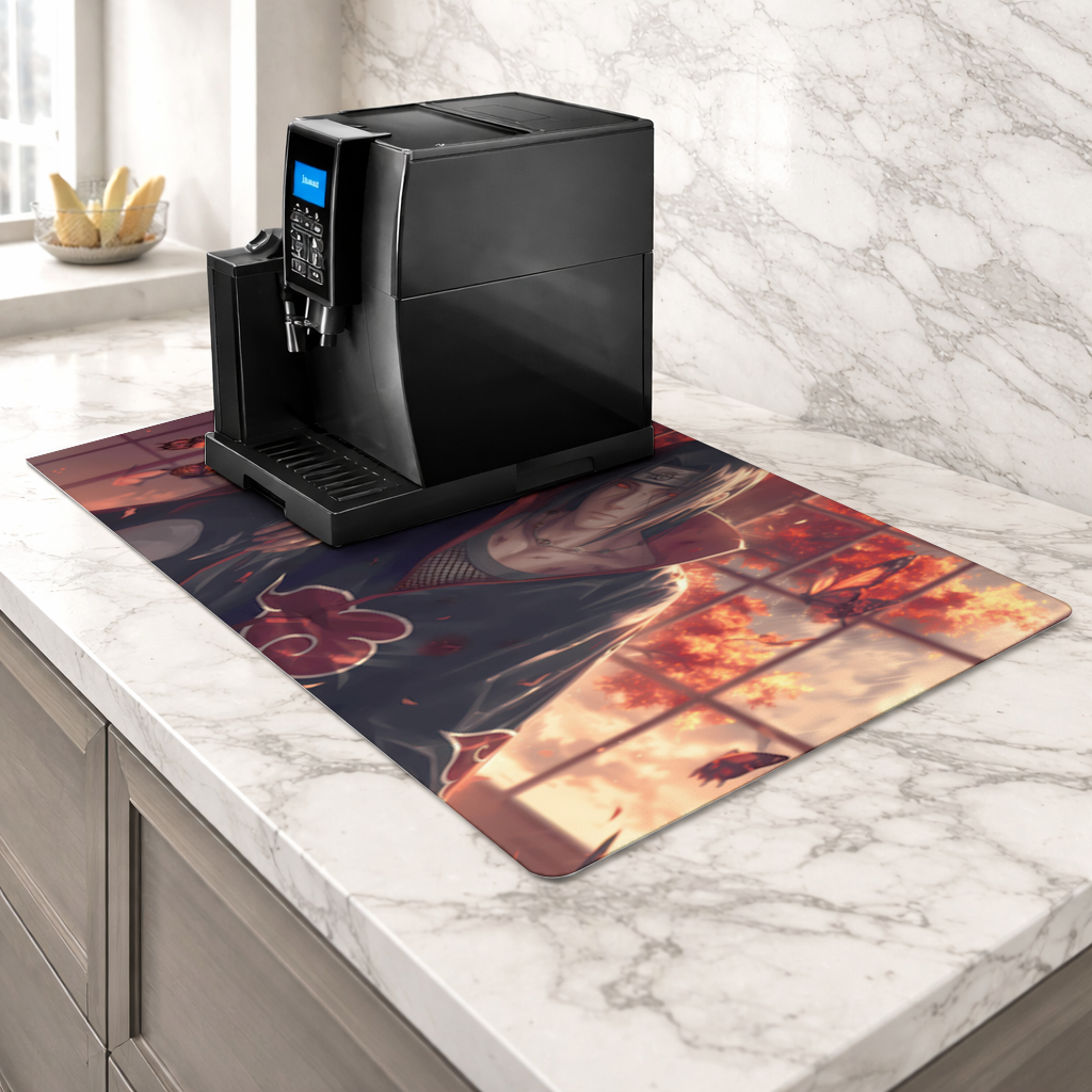 Itachi Uchiha  The Crimson Sunset of Sacrifice Coffee Machine Base Mat