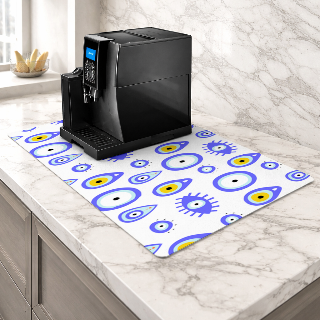Evil Eye Pattern Coffee Machine Base Mat