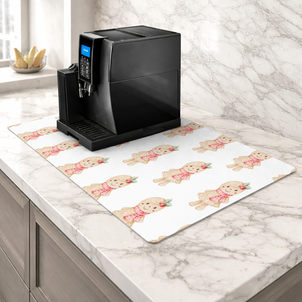 Cute Gingerbread Cookie Character Coffee Machine Base Mat