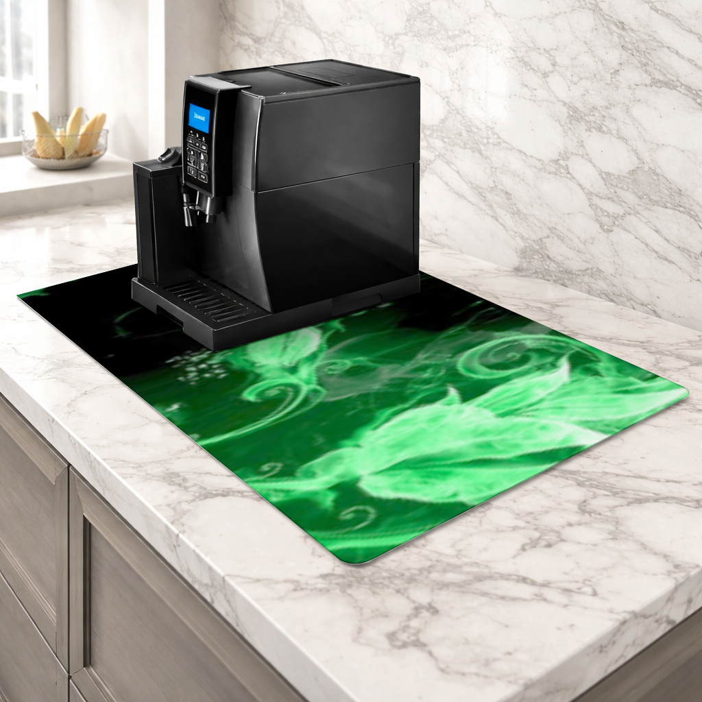 Green and black smokes Coffee Machine Base Mat