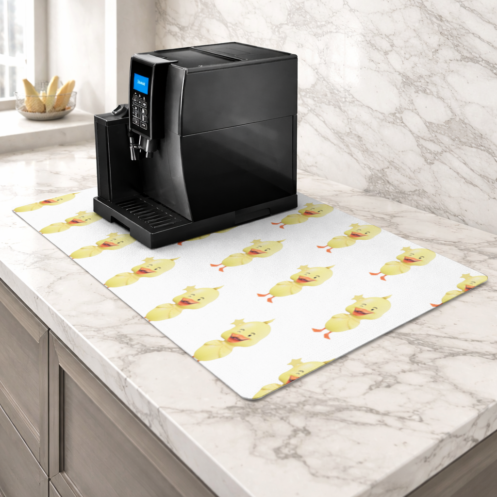 Cheerful Winking Yellow Duck with Star Coffee Machine Base Mat