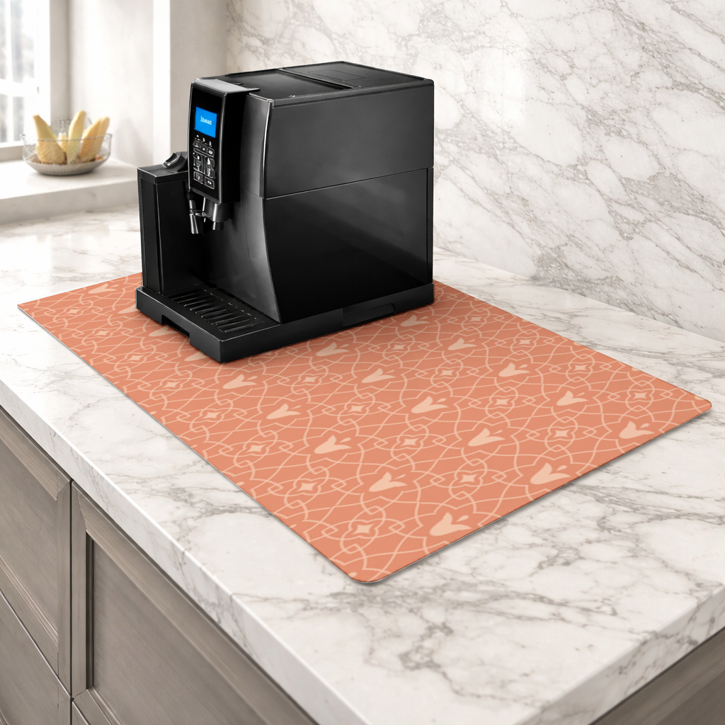 Modern Geometric Linear Terracotta Pattern Coffee Machine Base Mat